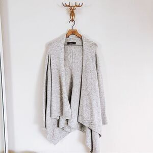 Zara Light Gray Open Front Draped Cardigan